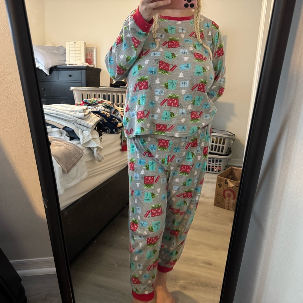 Festive Starwars Pajamas with Red and Green Accents